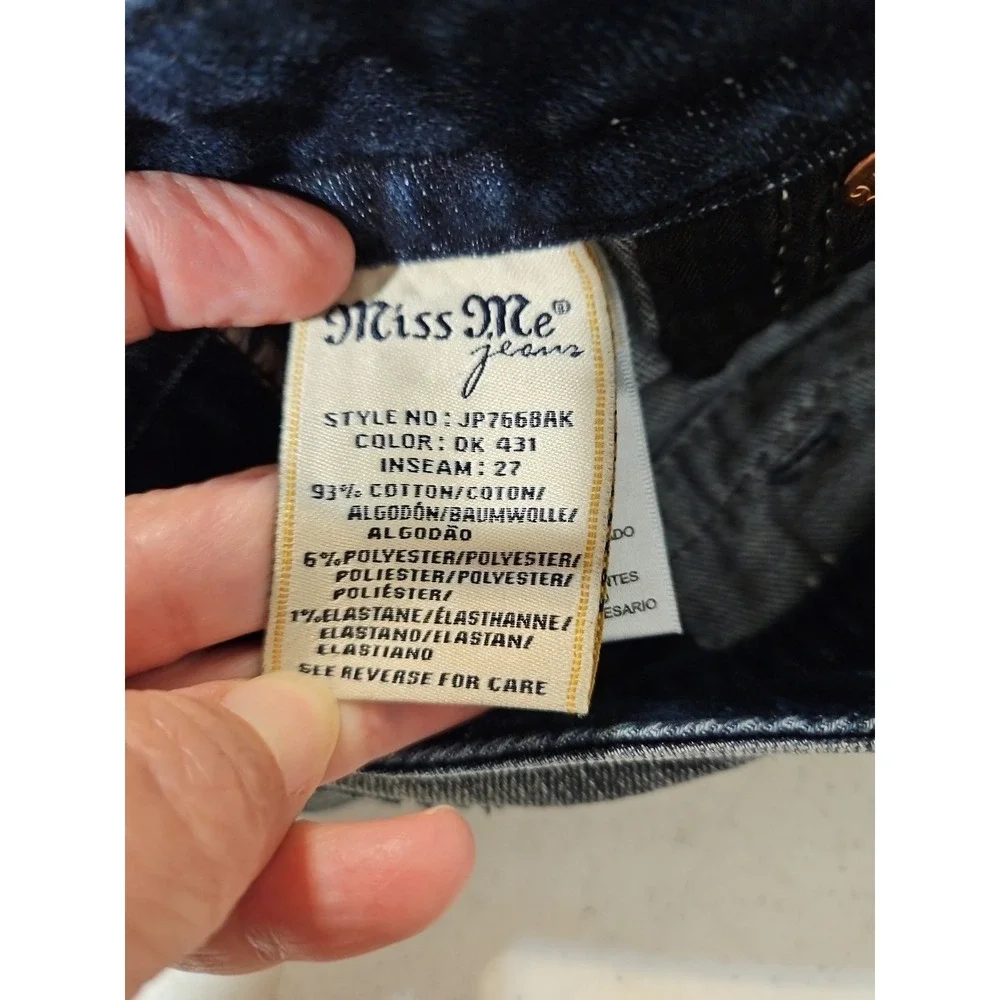Miss Me Signature Skinny Cutoff Jeans Distressed  Embroidered‎ Sz. 26X20.5 (1527